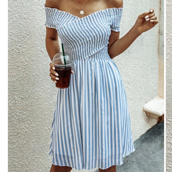 SALE! Summer Beach Dress in Blue White Stripes - Picture 4 of 4